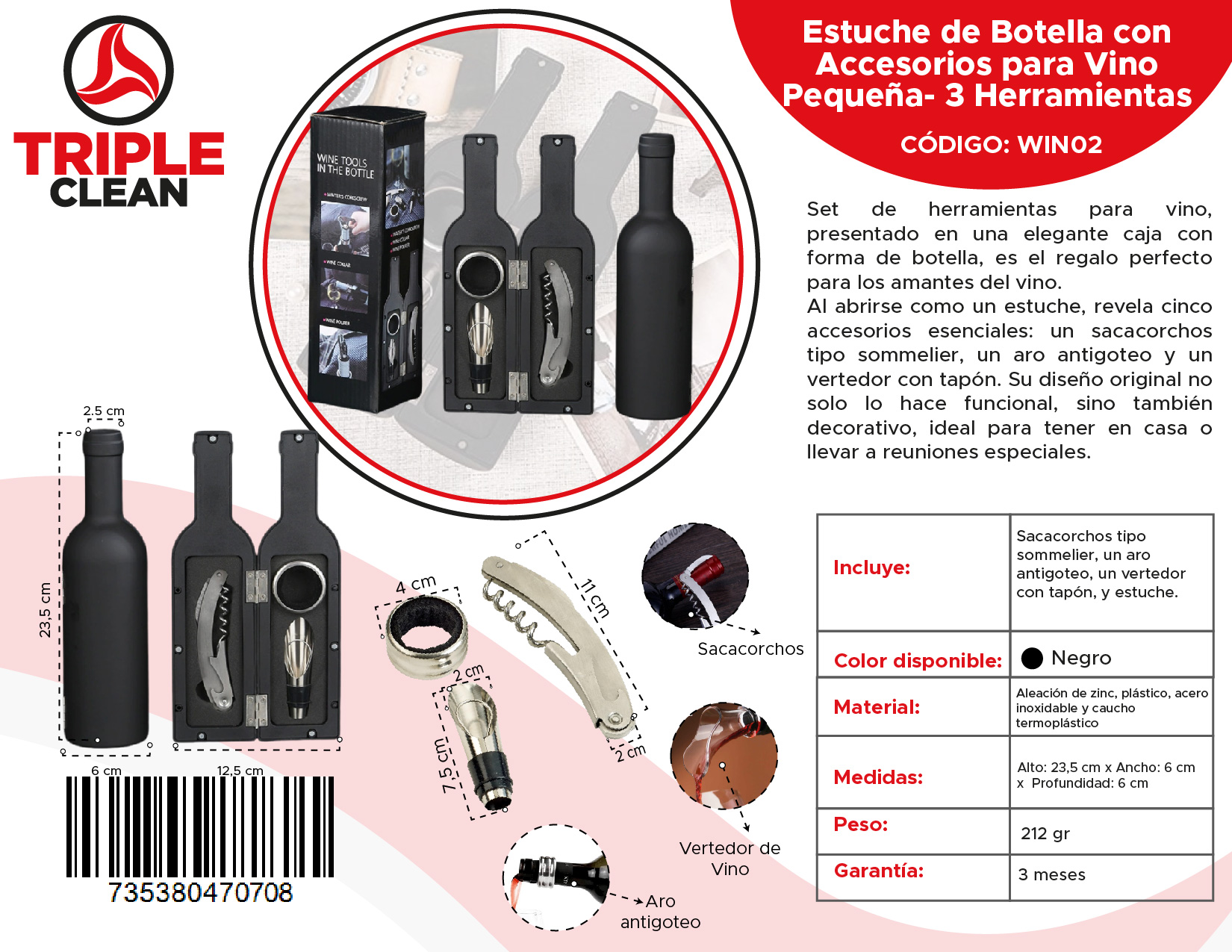 Estuche de Botella Accesorios Vino (Peq)